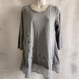 LOGO Lori Goldstein Light Blue Top Small